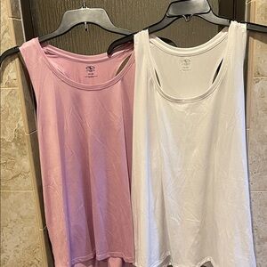 Athletic Works Pink and White Racerback Tank Tops XXL plus size 20
